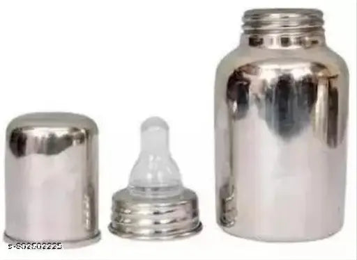 Stainless steel baby feeding bottle (250ML) for kids, teether combo pack - zero plastic, no leakage, India-made