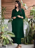 Green rayon Kurty pant with three-quarter sleeves and matching green rayon bottomwear