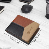 Faux leather tri-color wallet for men, compact yet stylish with 2 credit card slots & secret pockets. Well-crafted with durable cloth lining. Made in India