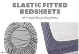 Glace cotton floral elastic fitted bedsheet with 2 pillow covers, ideal for adult AC rooms, superfine quality in double queen size from India