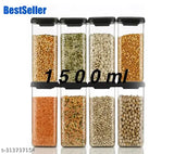 Airtight plastic kitchen storage jars, 1500ml capacity, pack of 8 for organizing food and groceries in the pantry