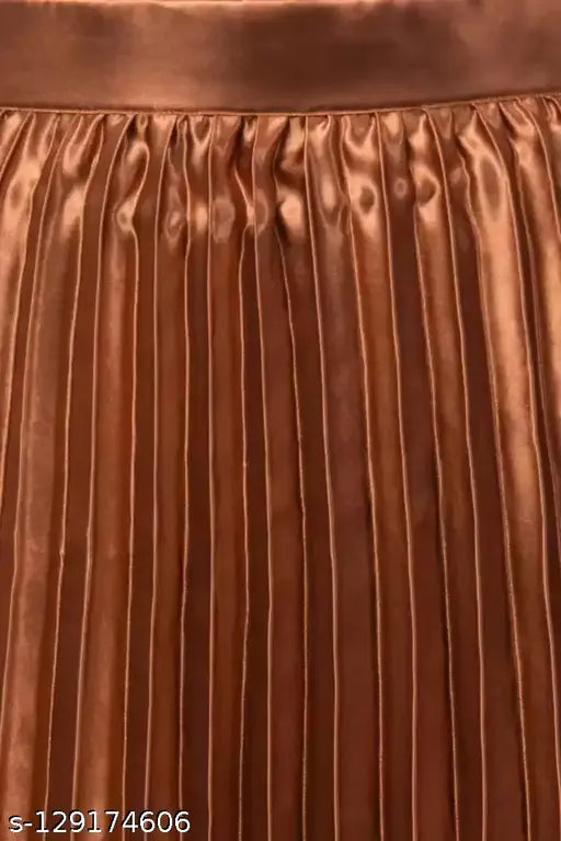Satin pleated skirt, solid net, size 34/waist 38in/length 34in, made in India