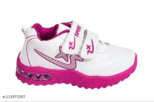 Pink EVA Kids LED running shoes, ideal for parties and festivals, featuring Velcro fastening and a solid design
