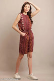 Trendy rayon sleeveless printed net nightsuit, attractive women's loungewear from India (Size S: 28-36-28, M: 30-37-30, L: 32-38-32)