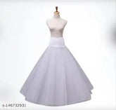 White net flared skirt, adjustable waist (24-36"), perfect underskirt for lehengas, saaris, or gowns. Hand wash only