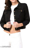Stylish denim black jacket for kids, solid pattern, long sleeves, 10-16 years sizes available