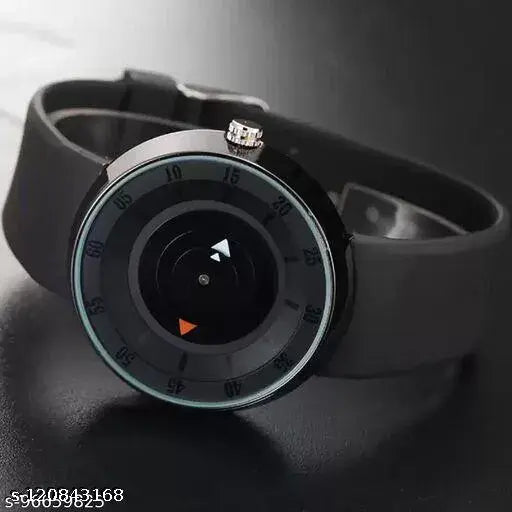 Unique design premium quality black leather watch, quartz movement, ideal for men and boys, Indian origin