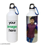 Personalised white aluminum sports sipper water bottle with custom name, durable and lightweight for fitness or work