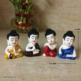 Colorful polyresin set of 8 baby Buddha & monk figurines for home/office decor. Great for Christmas, Diwali, Vaastu, Fengshui, and gifting. Meditating Buddha and laughing Buddha showpiece figurines in various colors