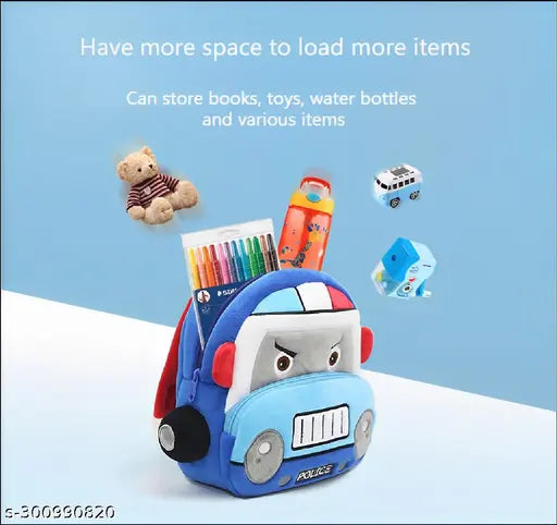 Kids school bags, fabric net, baby boys & girls kindergarten travel bag. Soft plush, cuddly filling, embroidery work. Indian-made picnic bag for children's adventures