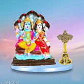 Marble-look polyresin Vishnu and Lakshmi idols, home decorative with pooja ring, 5 inch statue for Pooja mandir or tabletop showcase