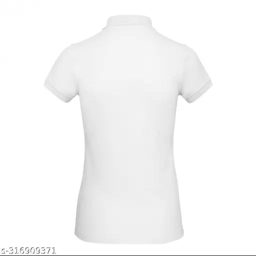 Nios Fashion cotton blend polo neck T-shirt for women & girls in solid pattern, short sleeves available in sizes XS-XXL