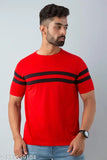Red stripe cotton short sleeve t-shirt for men, India origin