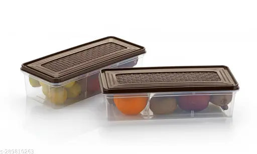 Brown plastic fridge organizers, pack of 8 for kitchen freezer food storage with airtight lids, suitable for vegetables, fruits, fish, and eggs