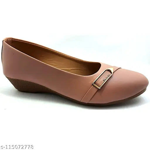 Synthetic leather shooting star peach women's shoes - solid pattern, closed back, comfortable soles for parties or casual wear