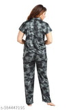 Trending printed satin nightwear set for women and girls - short-sleeved shirt and pyjamas with printed pattern, available in M, L, XL, XXL sizes