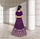 Embroidered satin lehenga & net dupatta for kids (2-15 years), Indian designer work