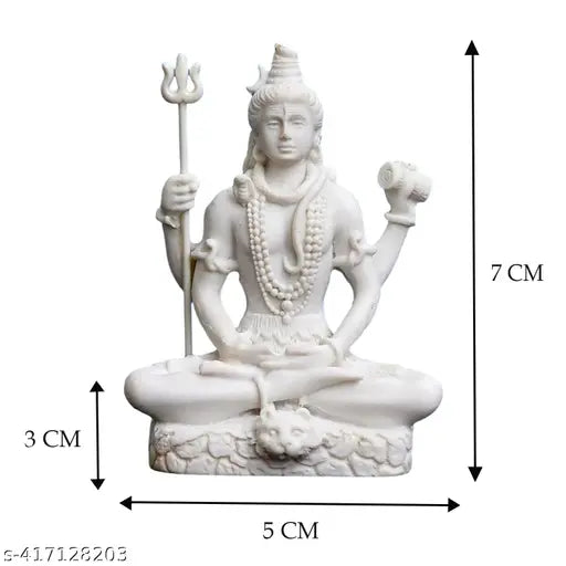 Resin White Shiva statue for car dashboard and home decor - intricately hand-carved Lord Shiva idol for pooja room or temple, perfect for spiritual gifting