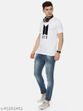 Organic white cotton BTS printed men's t-shirt for gym style, short sleeves, graphic design
