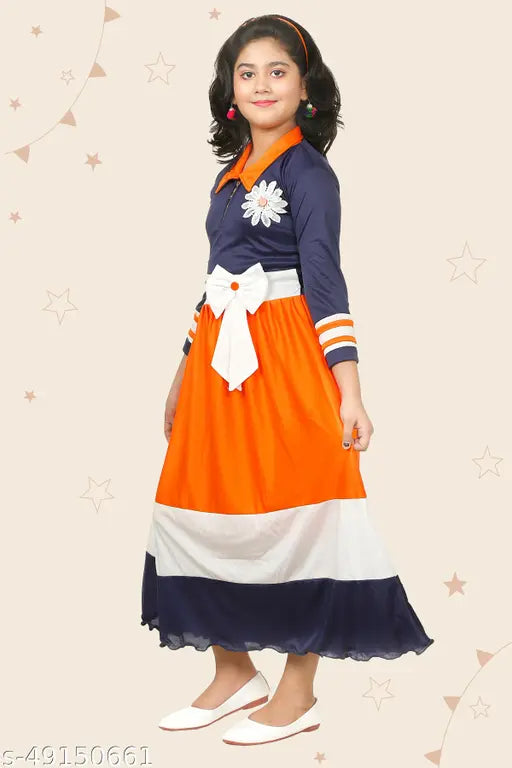 Blue, pink, white cotton blend party wear frock & dresses combo for kids (ages 2-12 years), high-quality stitching, designer-like design, available in multiple sizes and colors