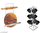 Stainless Steel Alight combo pack: Ladle cradle, Chakla belan holder, spoon stand, cup stand, spice rack, plate stand - Indian kitchen storage solution