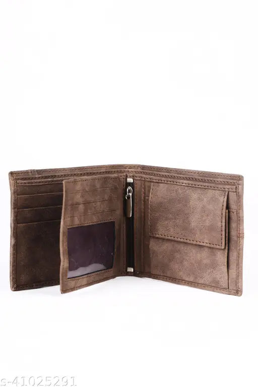 Light brown striped RFID-protected genuine leather wallet (Extra Slot), featuring 3 compartments for cards, bills, and receipts