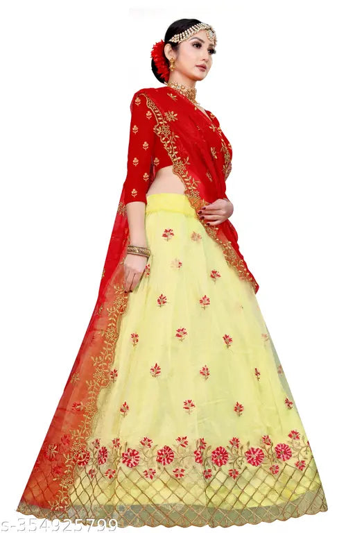 Heavy embroidered Dupion silk semi-stitched Lehenga Choli with net dupatta, featuring intricate cutwork border and multi-thread work, perfect for festivals or weddings