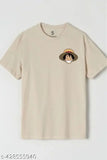 Cream cotton unisex printed t-shirt, premium quality, short sleeves, daily wear for men and women