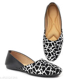 Tiger print women's synthetic leather bellies in black - animal print ballet flats for ladies, closed back design