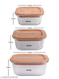 Eco-friendly glass food storage set: 280ml, 460ml, 750ml containers with air-tight wooden lids, premium leakproof for fridge use