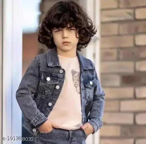 Black Blast Smart denim jacket, solid black, long sleeves, kids' size 4-5 years