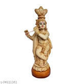Handcrafted ivory polymarble Krishna statue, 15 feet long, perfect for home decor or religious collection