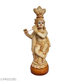 Handcrafted ivory polymarble Krishna statue, 15 feet long, perfect for home decor or religious collection