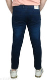 Dark blue denim men's pants, solid pattern, size 28/30/32/34/36, made in India