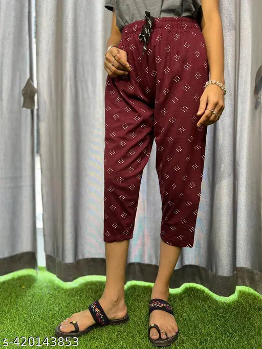 Floral print cotton net women's night dress suit, comfortable and stylish thigh-length with drawstring, breathable fabric