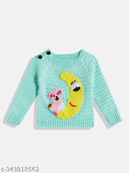Wool self-design, long sleeves, comfy girls sweaters - Cute for infants & toddlers (India)