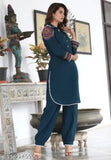 Indian Rayon Solid Plus Size Kurta with Palazzos - M, L, XL, XXL