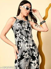 Black printed crepe jumpsuit by AAIAVN, sleeveless and stylish, size XS-XXL