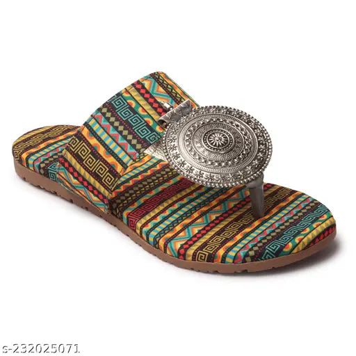 Synthetic leather regular fit women's flats, printed flatforms with slip-on closure. Lightweight, comfortable, and easy care. High-quality design for casual wear, rubber sole ensures durability and grip. Made in India