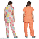 Cotton blend RILO night suit top & pyjama set with pocket combo pack of 2 - beautiful, comfortable, fancy-designed Indian cotton blend bedroom wear