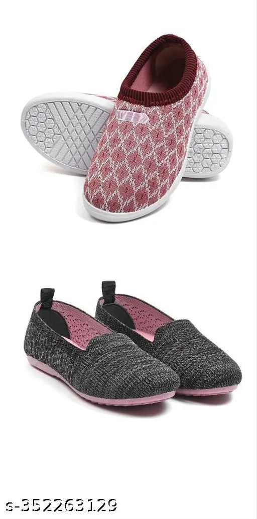Indian-made, high-quality mesh bellies sneakers for women (Combo of 2) - Comfortable, durable, skin-friendly footwear for daily walking