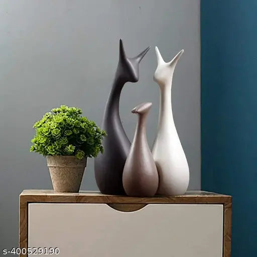 Ceramic swan pair showpiece, 7cm L x 26cm H x 6cm B. Indian artisan-crafted home decor item for living room or bedroom, perfect Valentine's Day gift