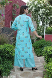 Rayon embroidered kurta with palazzos, Indian-printed net for women, three-quarter sleeves