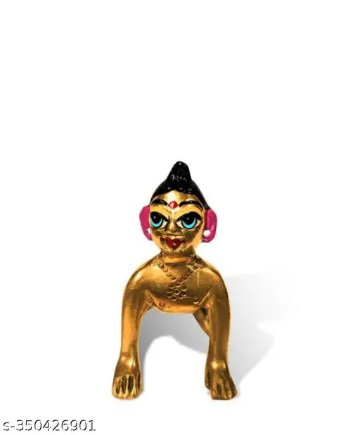 Pure brass Radha Rani and Kishori Ji figurines (5.5 cm), ideal for Indian festivals and pujas