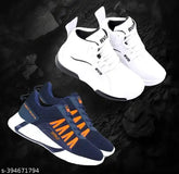 Multicolor EVA sole running shoes for kids (pack of 2) - striped net pattern, ideal for boys, lace-up fastening, perfect for sports and school