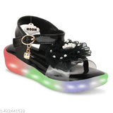 White patent leather LED light wale sandals for girls age 110, breathable and skin-friendly