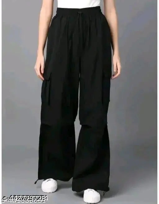 Solid polyester cargo-style joggers, latest design for women in multiple sizes (S-XXL)
