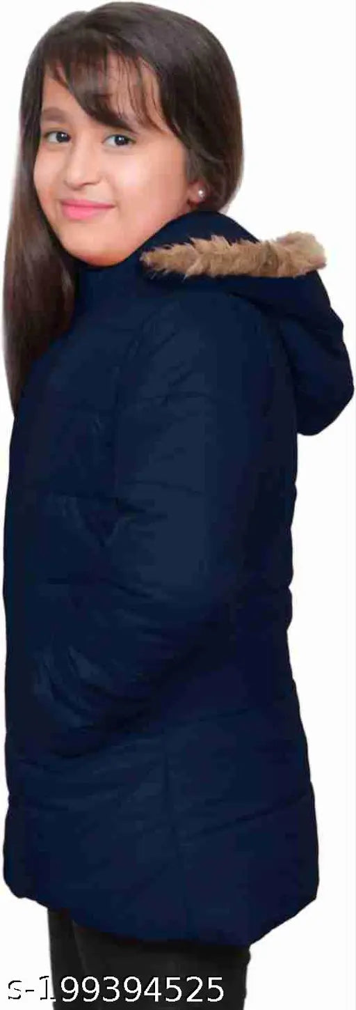 Nylon solid winter jacket for girls (6-12 months to 5-6 years), Indian origin