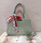 Synthetic marble print sling bag with handheld handle & strap, fashionable accessory for women & girls