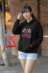 Maxall Blackpink unisex cotton hoodie sweatshirt in 350 GSM for kids, women, men. Printed design on long sleeves. Comfortable and stylish casual wear. Made from pure cotton